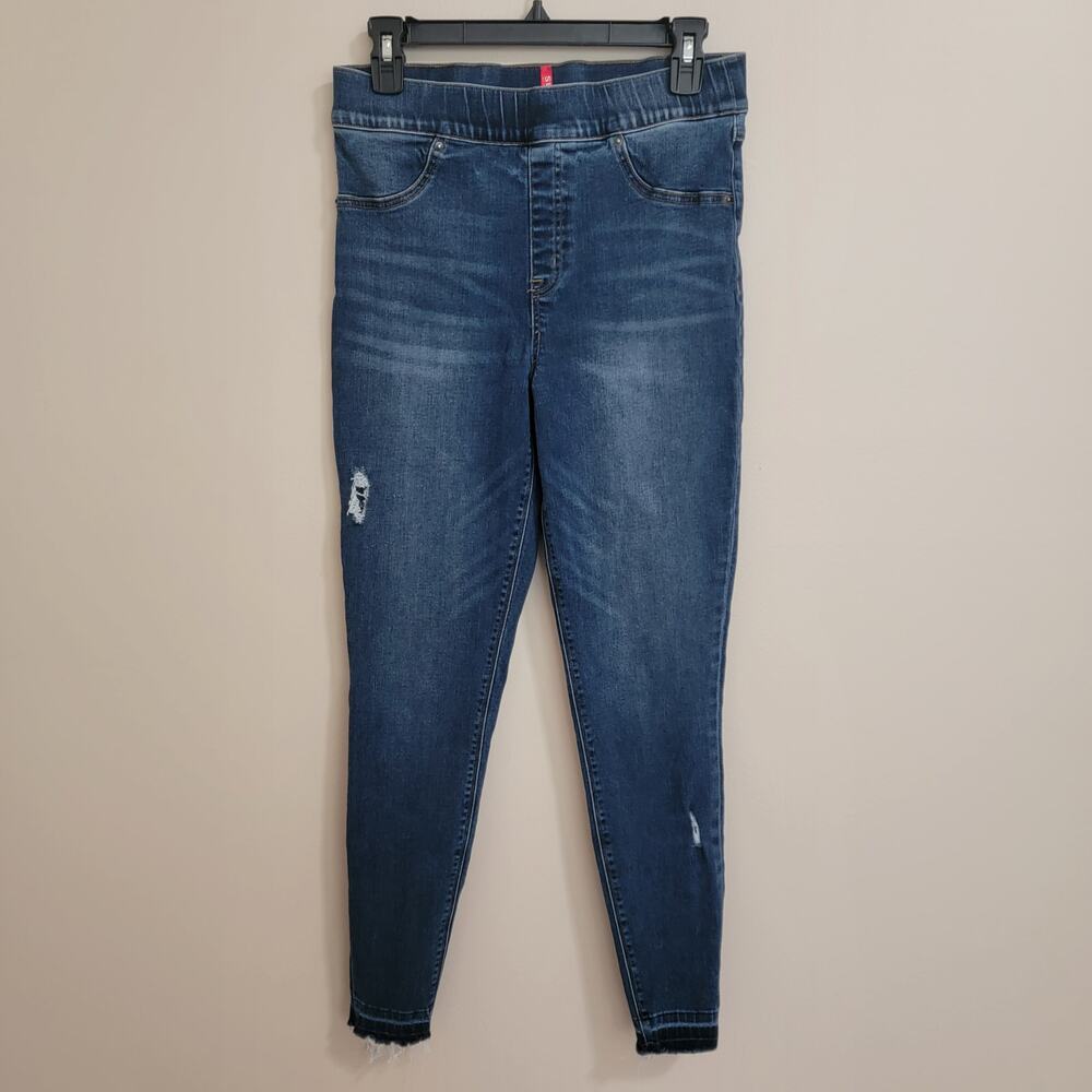 Spanx Distressed Dark Blue Legging Jeanss Size Large Tall